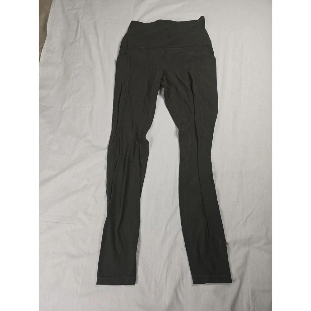 Lululemon Leggings Womens 6 Green High Rise Ankle Pocket Yoga Running Athletic